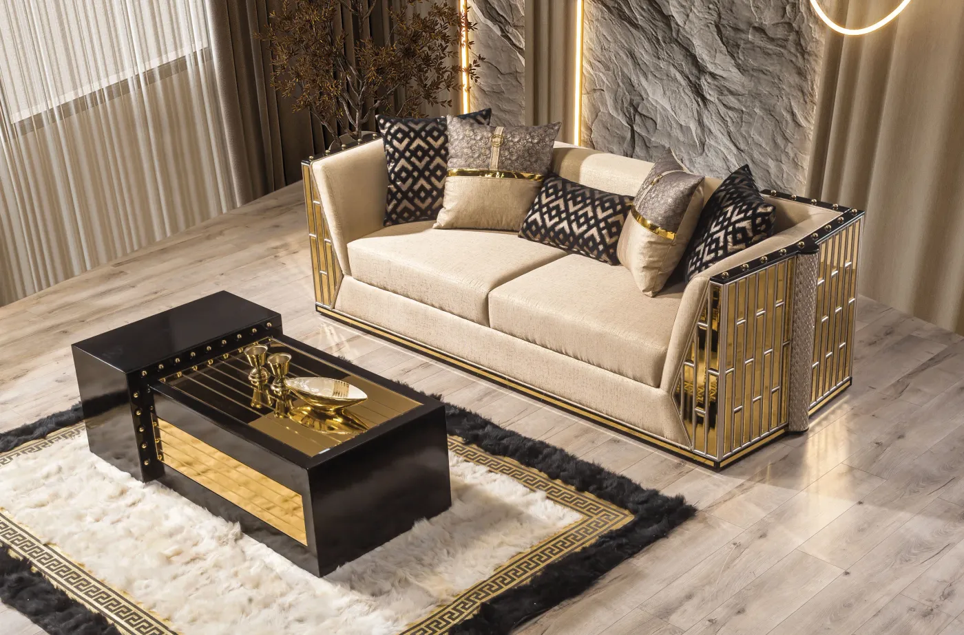 Bentley sofa and coffee table in a styled living room